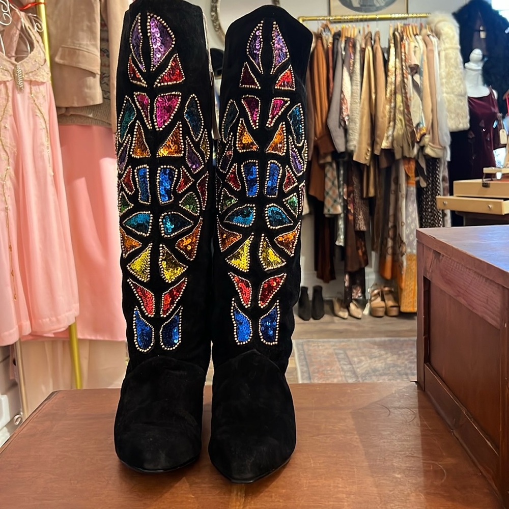 Vintage CAPARROS suede tall embellished boots